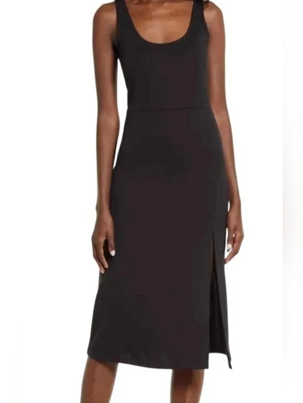 Open Edit Black Scoop Neck Tank Dress